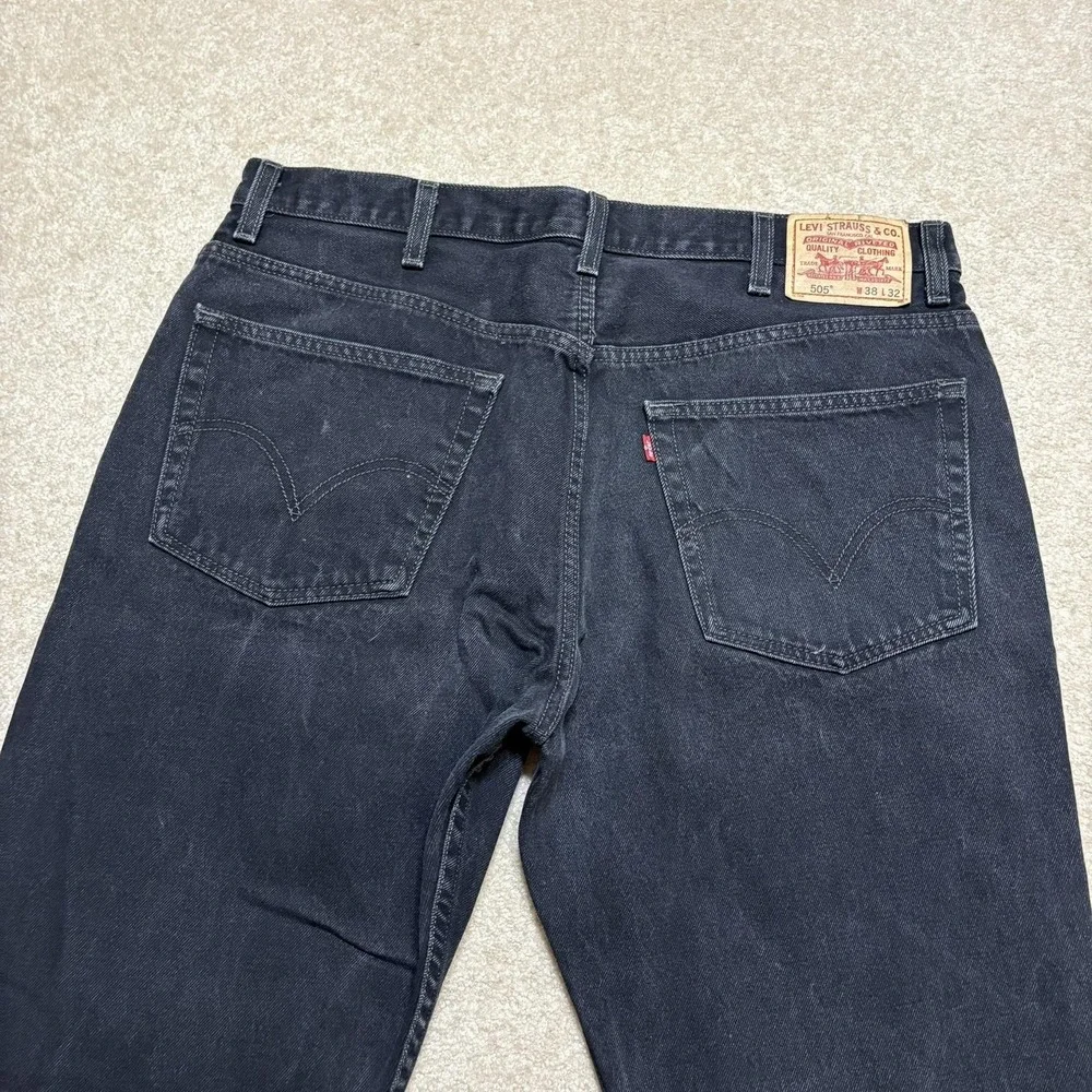 Vtg Levis 505 Jeans Mens 38x31 Black Regular Fit Straight Leg Denim Pants Casual